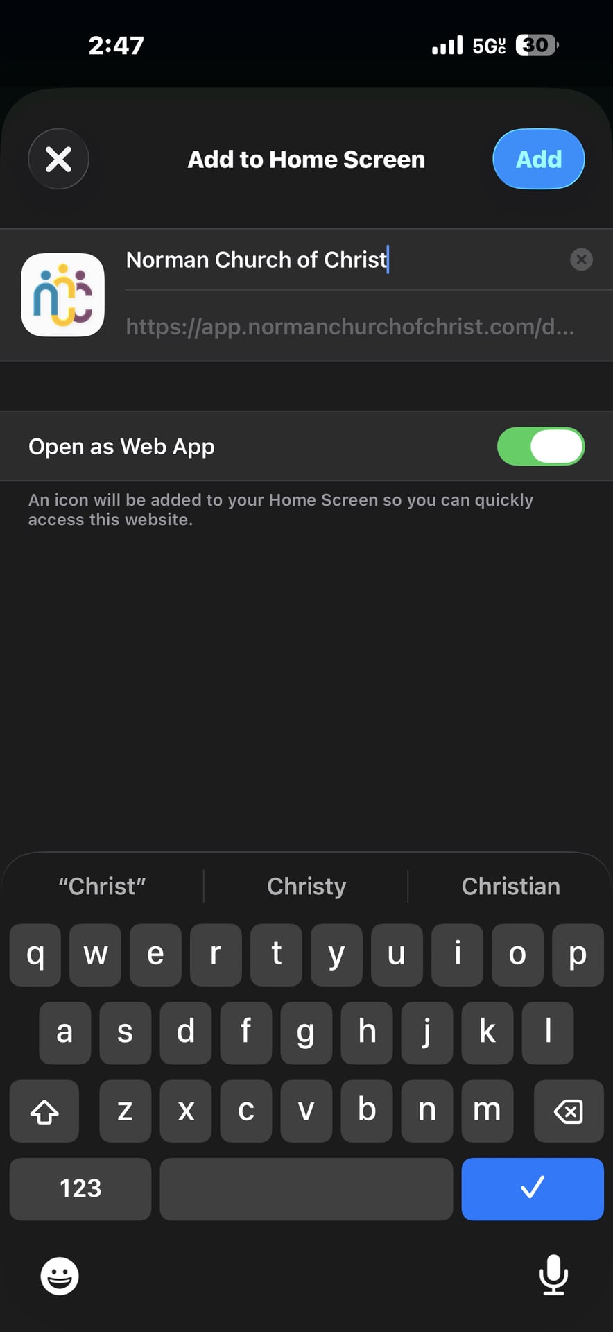 Add button
